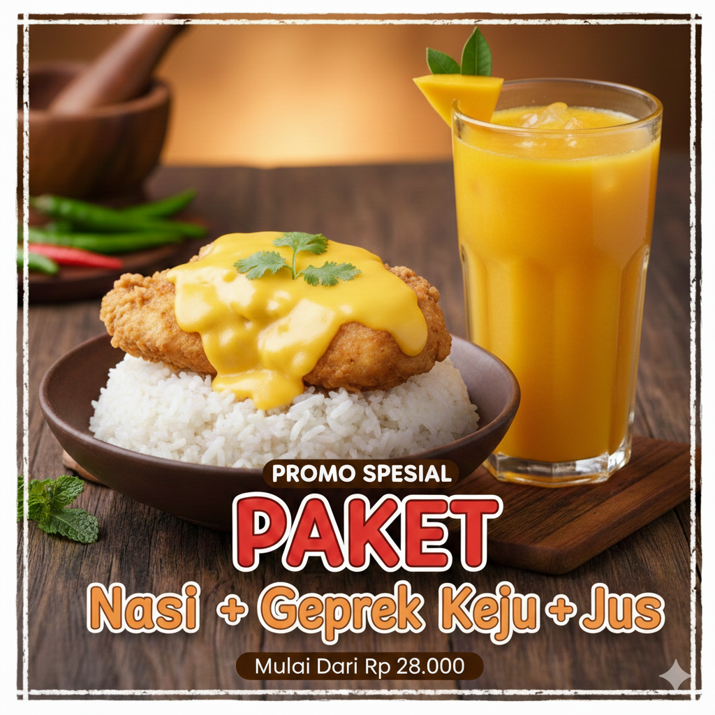 Paket Nasi + Ayam Geprek Keju + Jus